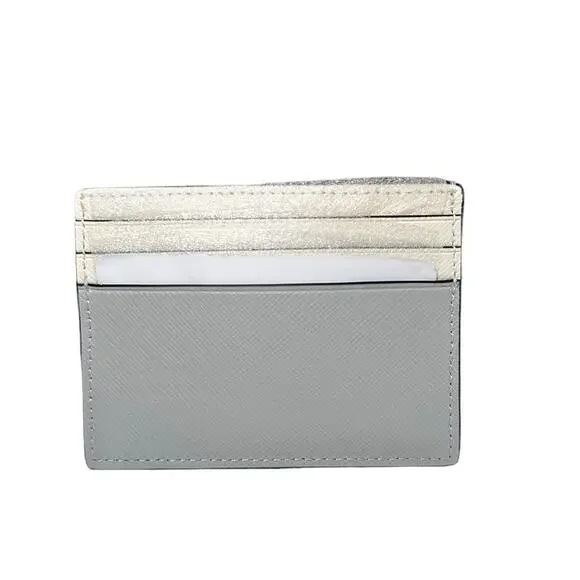 Kate Spade Madison Small Slim Card Holder Platinum Grey Multi - Picture 2 of 7